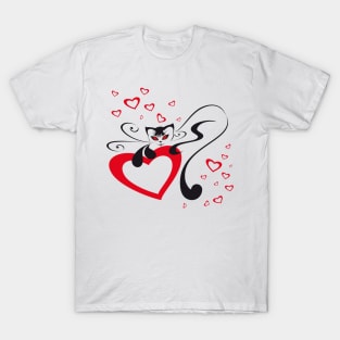 Cat with Hearts T-Shirt